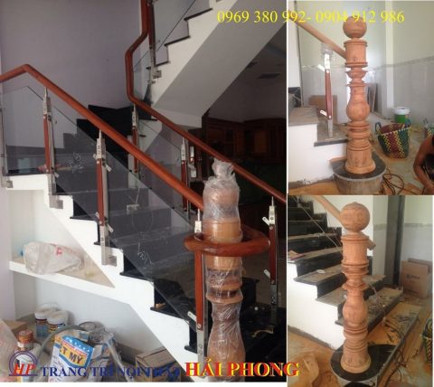 cầu thang kính sử dụng trụ cái trơn