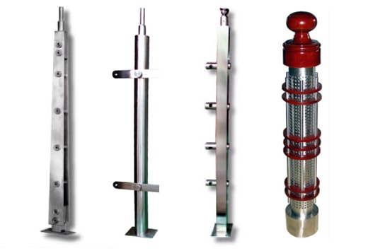 trụ inox 304 kính cường lực