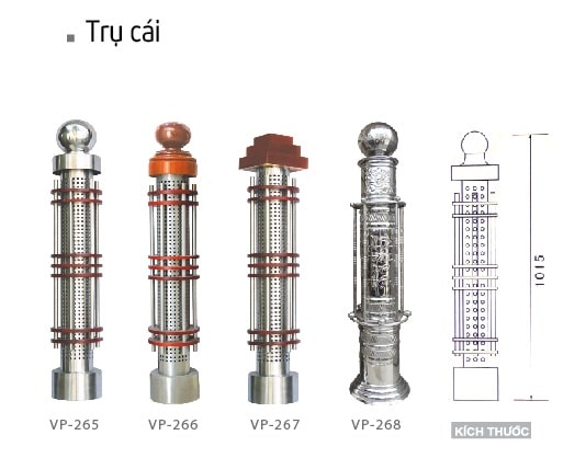 trụ cái cầu thang kính inox 
